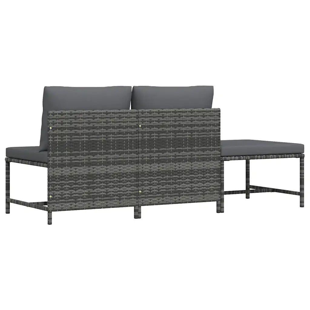 Set Divani da Giardino 3 pz con Cuscini Grigio in Polyrattan 313500