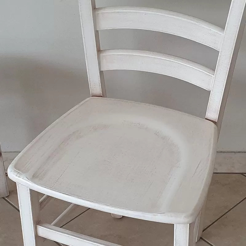 Set 2 sedie legno shabby bianco consumato seduta legno 43x46x89 - Mobili 2G