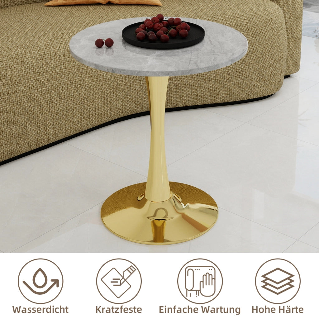 TAVOLO Rotondo 77,5x77,5x15,5 cm Marmo artificiale Oro