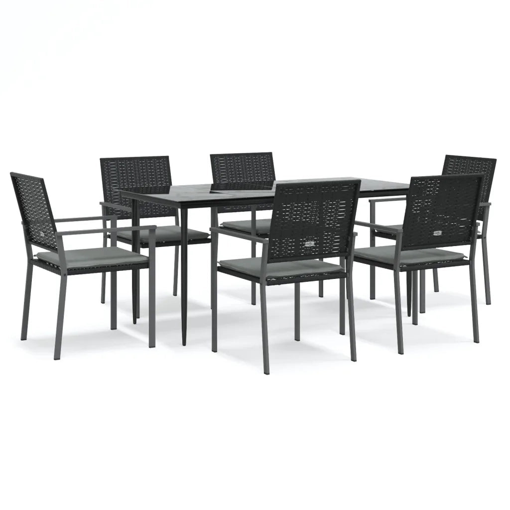 Set Pranzo da Giardino 7 pz con Cuscini in Polyrattan e Acciaio 3187010
