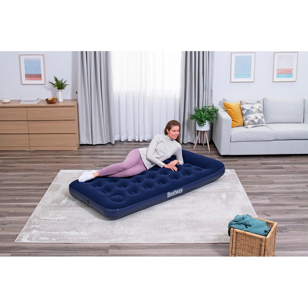 Trade Shop - Materassino Gonfiabile Singolo Floccato Con Pompa A Pedale Integrata 188x99x28 Cm 67224 -