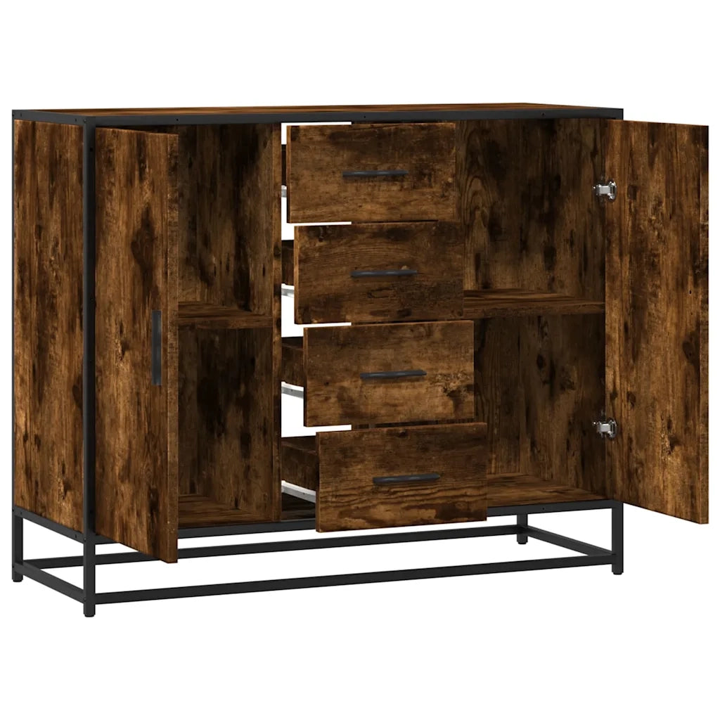 Credenza Rovere Fumo 92x35x76 cm in Legno Multistrato 3300827