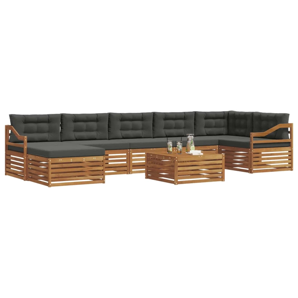Set di divani da esterno con cuscino 8 pcs Naturale e Antracite
