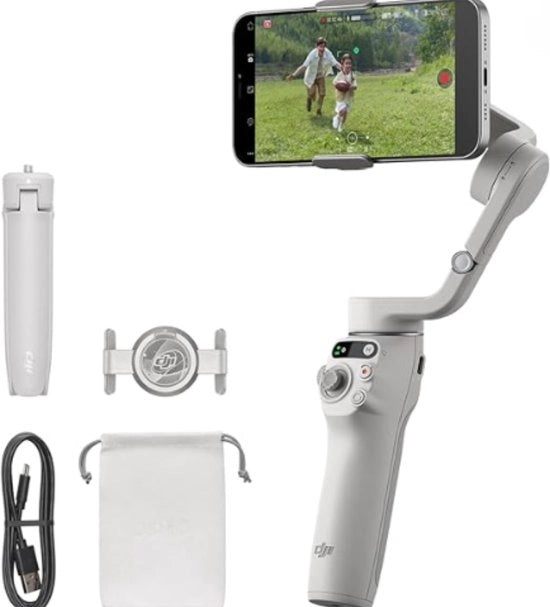 Gimbal portatile - Pieghevole - Stabilizzatore - Per smartphone - A 3 assi - Bianco