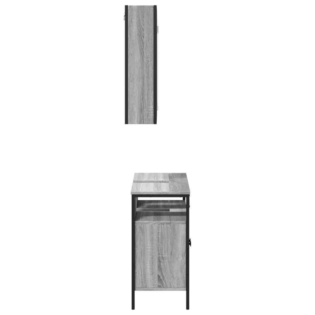 Set Mobili da Bagno | Armadio da bagno 2 pz Grigio Sonoma in Legno Multistrato