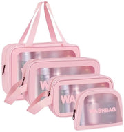 Tas per il bagno, organizzatore trasparente per donne e uomini, con chiusura a zip e grande capacità, impermeabile e portatile