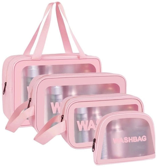 Tas per il bagno, organizzatore trasparente per donne e uomini, con chiusura a zip e grande capacità, impermeabile e portatile