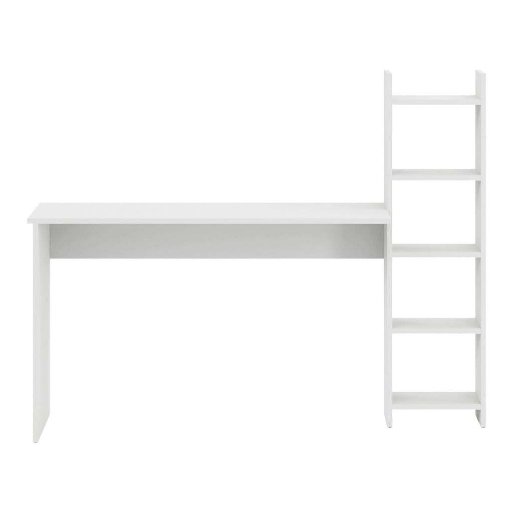Scrivania Chagtuniejle con Scaffale Laterale 150 x 45 x 120 cm - Bianco [en.casa]