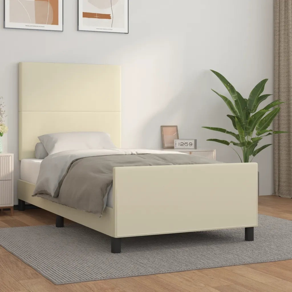 Giroletto con Testiera Crema 90x200 cm in Similpelle cod mxl 58869