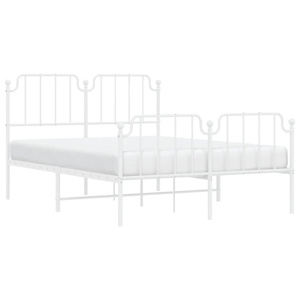 Giroletto con Testiera e Pediera Metallo Bianco 150x200 cm 373956