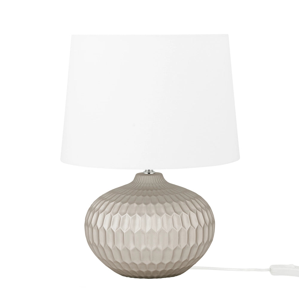 Lampada da Comodino dorato Base Rotonda Paralume Bianco abat jour