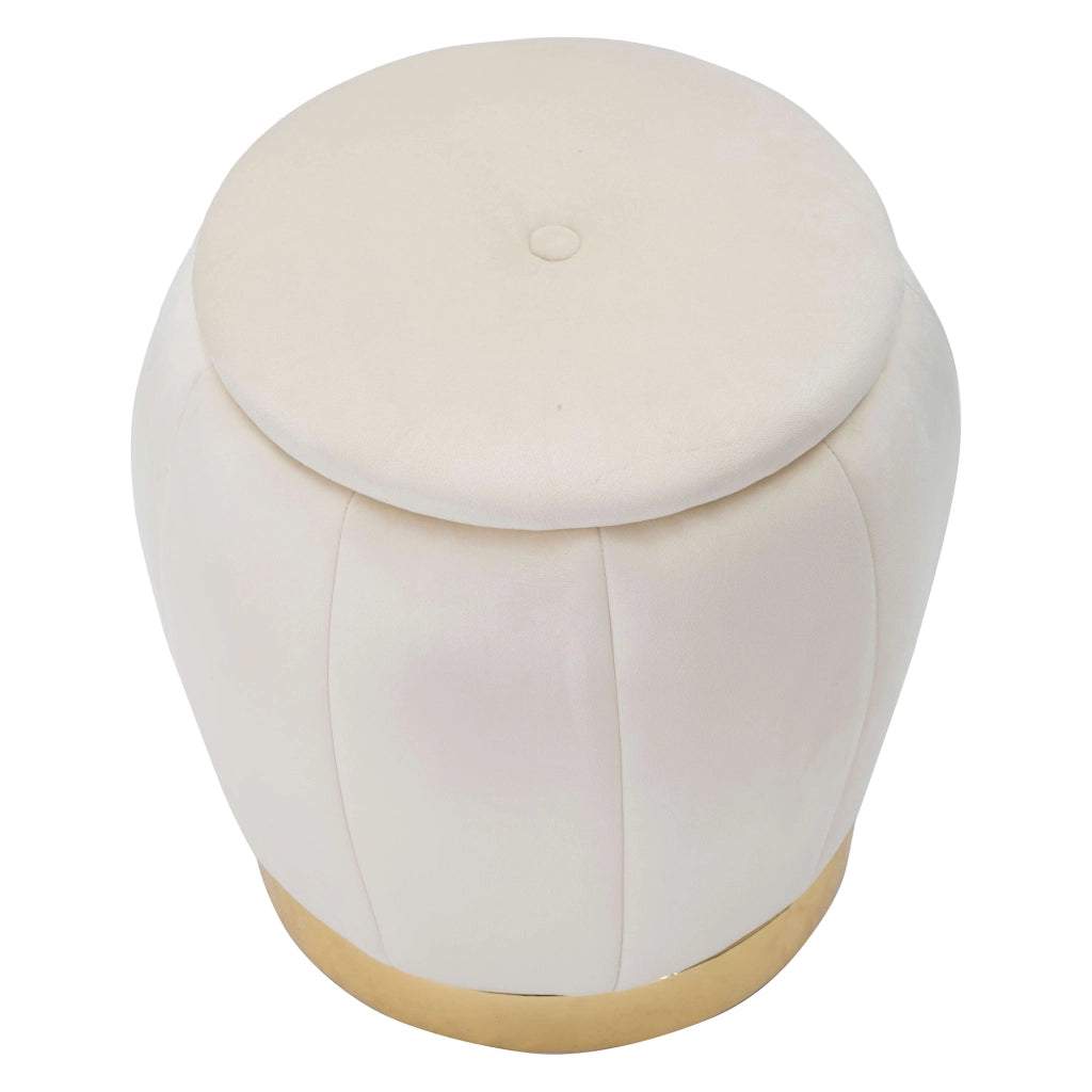 Trevel, Pouf Contenitore Forma Rotondo, 43x43x43h cm Bianco Crema