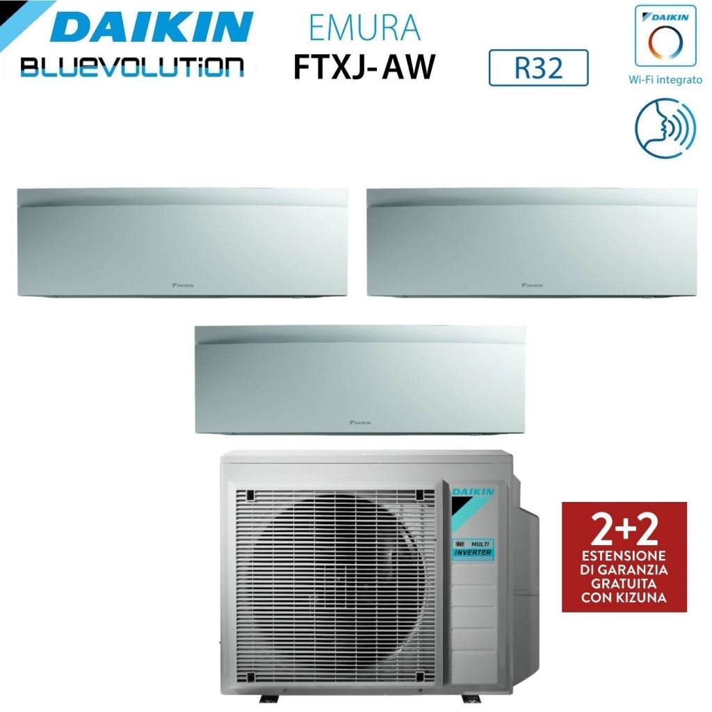 Condizionatore Daikin Bluevolution Trial Split EMURA WHITE III 7+7+9 con 3MXM68A R-32 Wi-Fi Integrato Bianco Opaco - Garanzia Italiana