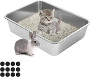 Ciotola per gatti e conigli in acciaio inossidabile - Senza odori e facile da pulire con fondo antiscivolo (Tipo aperto 45×35×15cm)