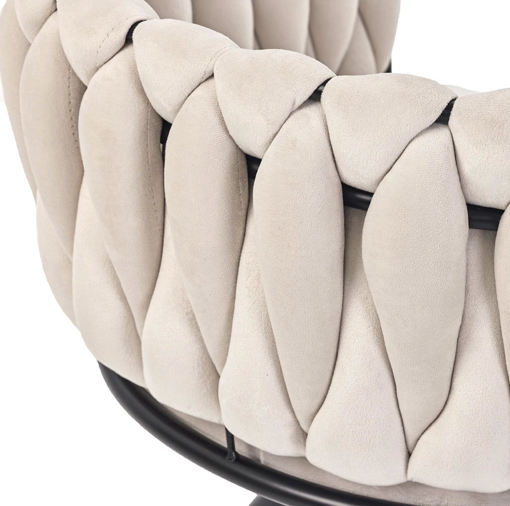 Sedia da pranzo girevole 59.06x55.25x45.72 cm in velluto; ergonomica; beige