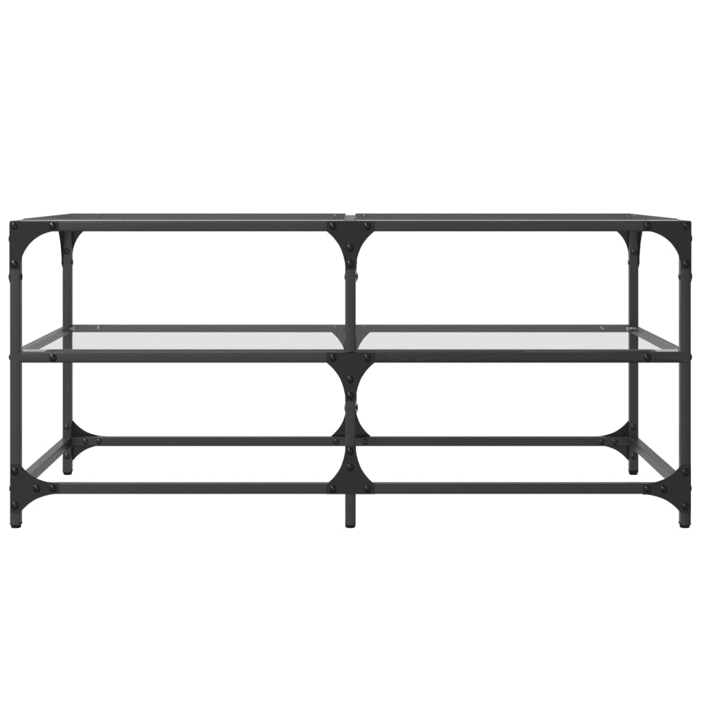 Tavolini con Piano Vetro Trasparente 2 pz 98,5x50x45 cm Acciaio 846012