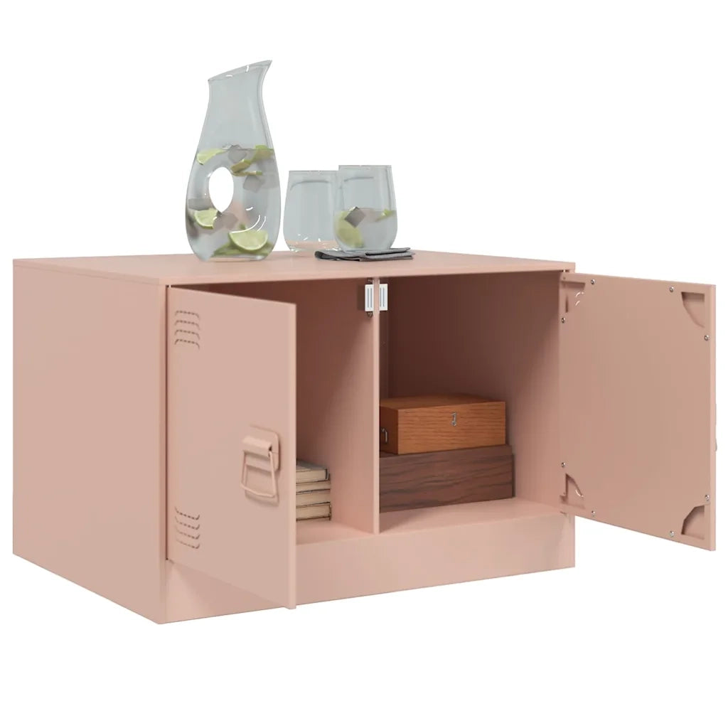 Tavolino da Salotto Rosa 67x50x44 cm in Acciaio 841728