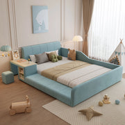 Letto imbottito singolo con scrivania laterale e sgabello 140x200 cm