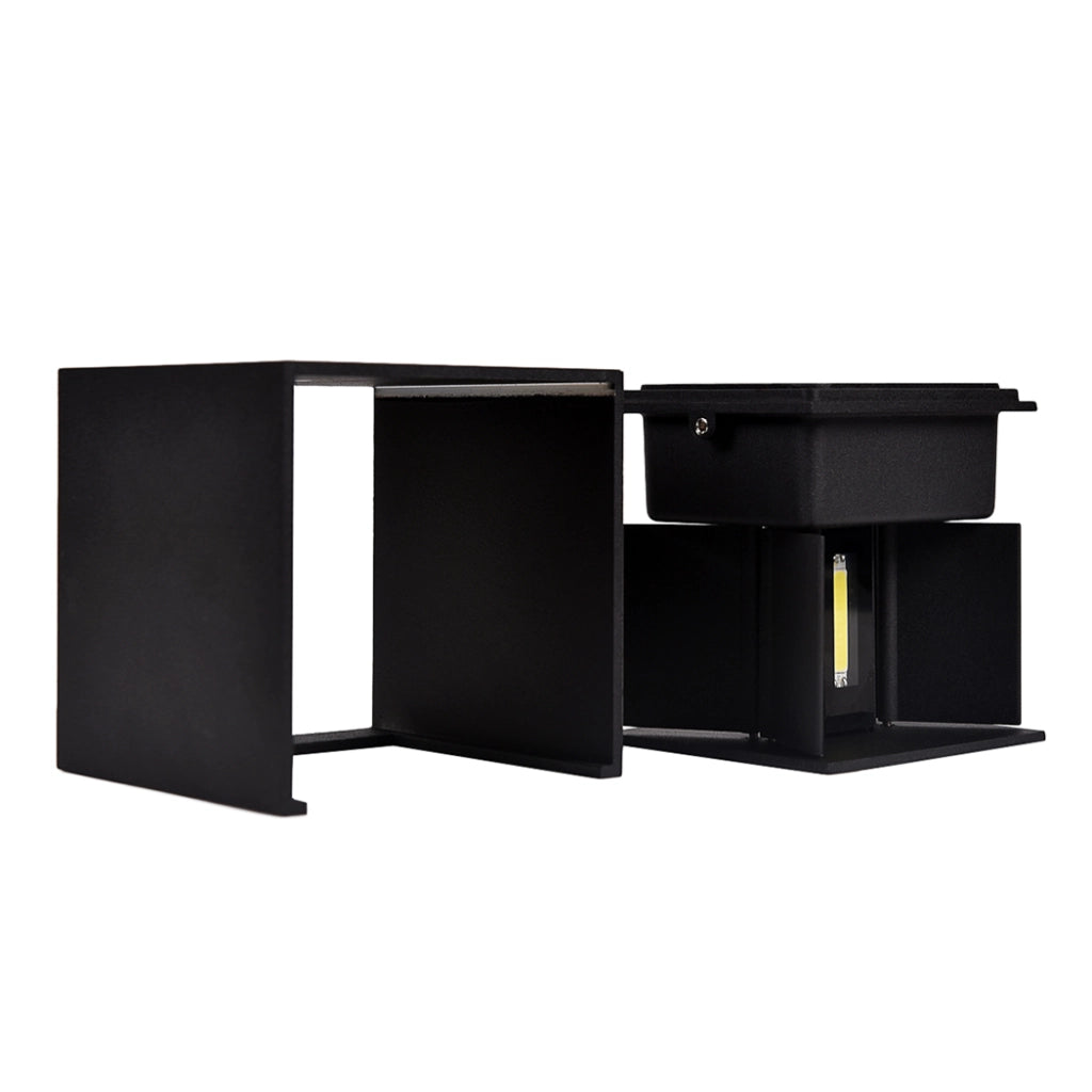 APPLIQUE LED CUBO NERO 10W LUCE NATURALE 4000K° CON EMISSIONE REGOLABILE - ILLUMINAZIONE MODERNA PER INTERNI ED ESTERNI IP65