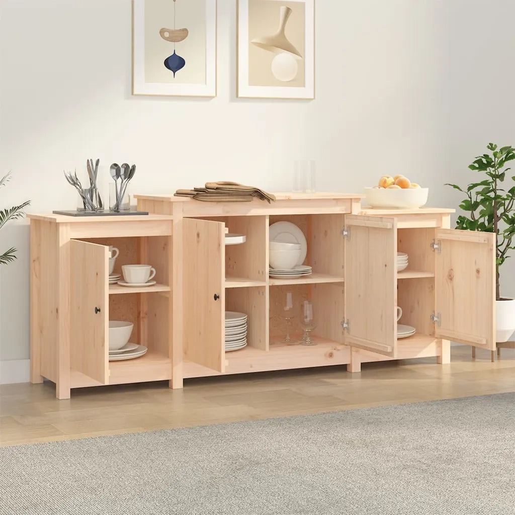 Credenza-Buffet-Armadio da cucina 164x37x68 cm in Legno Massello di Pino
