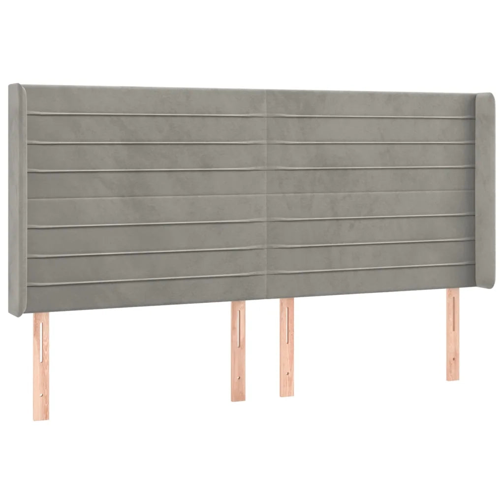 Testiera ad Orecchio Grigio Chiaro 163x16x118/128 cm in Velluto 3119774