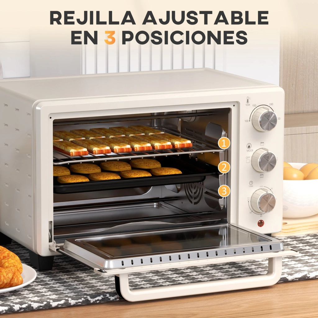 Mini Forno Elettrico ¨C Minimal ¨C 21L 1400W Timer 60min Temperatura Regolabile 230¡ãC Crema