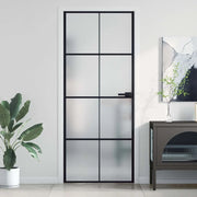 Porta Interni Sottile Nera 83x201,5cm Vetro Temperato Alluminio 155127