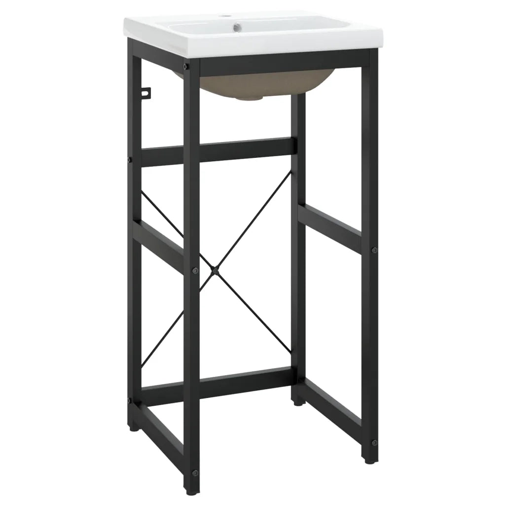 Telaio per Lavabo da Bagno con Lavabo Integrato Nero in Ferro CFW4903015