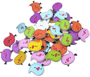 Knopen in legno da 100 - Animali multicolor caricaturali - 2 fori - Ideali per cucire/scrapbooking - Dimensione 25mm