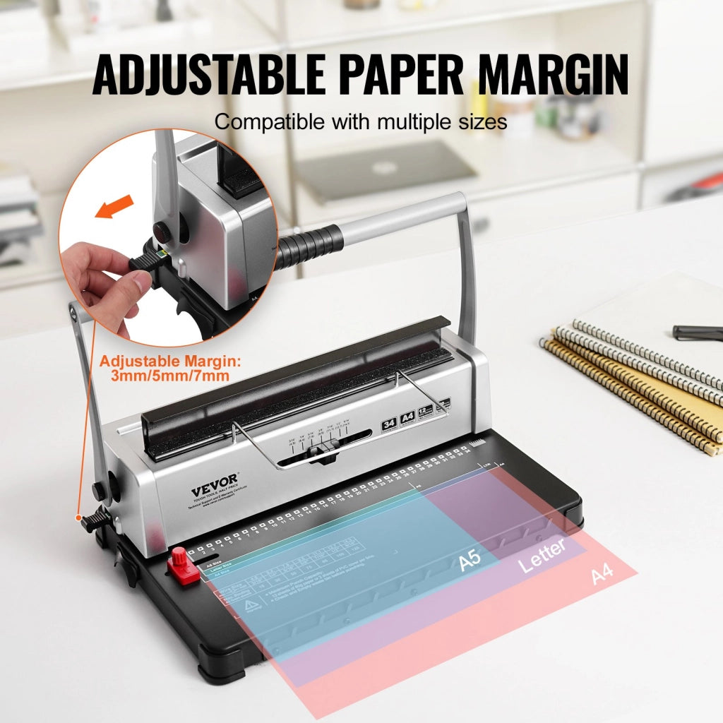 Rilegatrice a Spirale Manuale STD12B a 34 Fori per Fogli A4 A5 Lettera, Perforatrice Robusta e Pratica per Ufficio e Casa