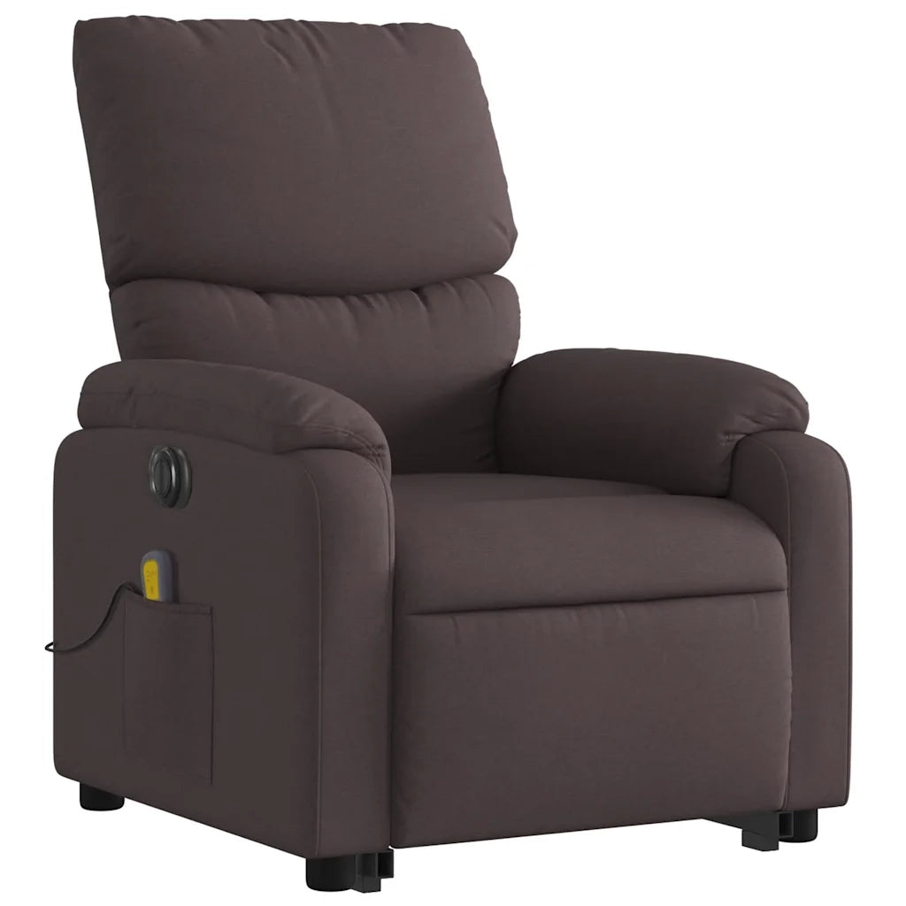 Poltrona Alzapersona Massaggio Elettrica Marrone Scuro Tessuto 3204865