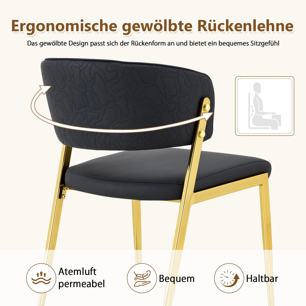 Sedie da pranzo set da 2 con design ergonomico schienale curvo imbottitura e piedini antiscivolo in pu nero