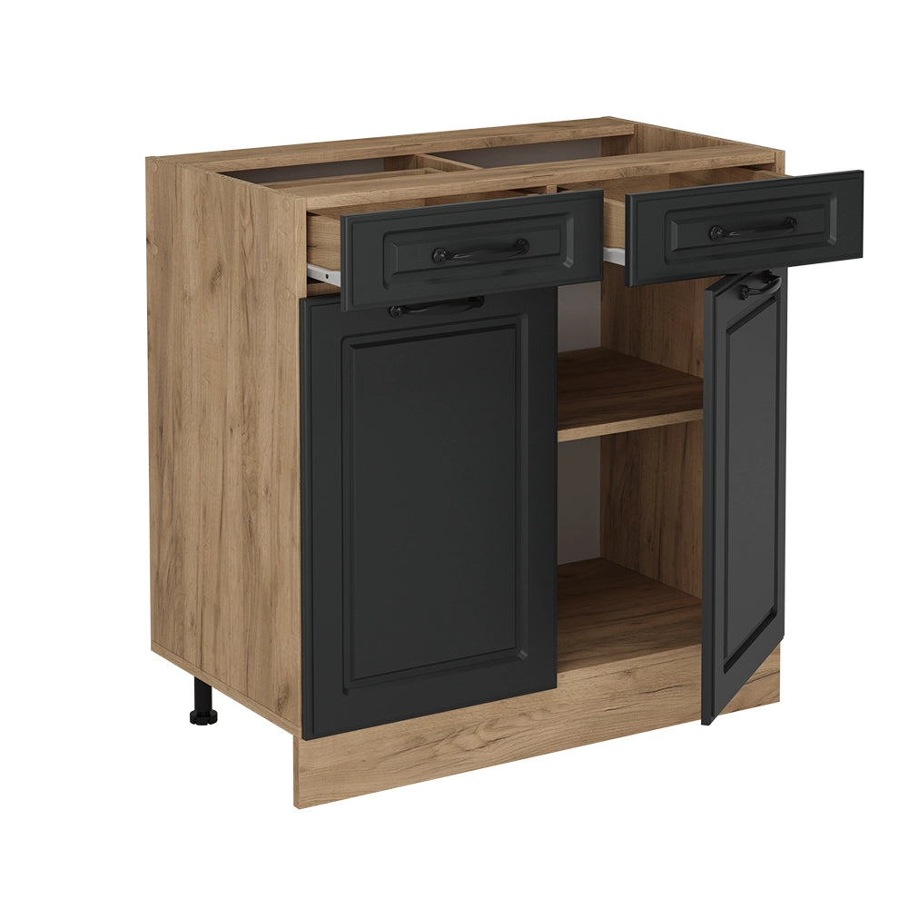 Mobiletto base per cucina R-Line Antracite rustico/Rovere dorato 80 cm senza piano di lavoro Vicco