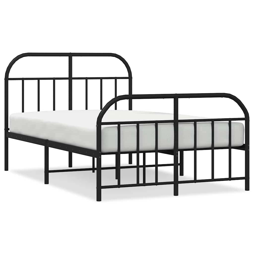 Giroletto con Testiera e Pediera Metallo Nero 120x190 cmcod mxl 127256
