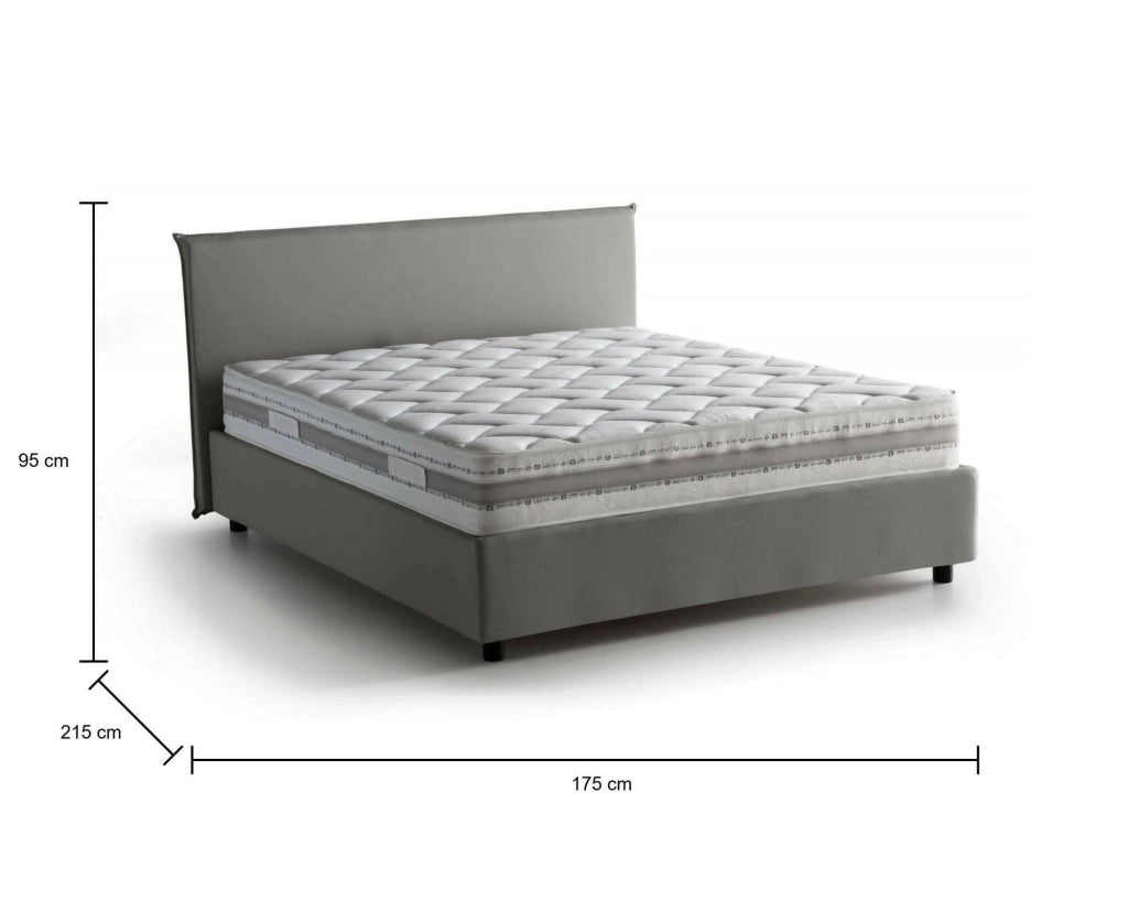 Letto Matrimoniale Ariadni, Letto Matrimoniale Materasso Incluso Made in Italy, Grigio