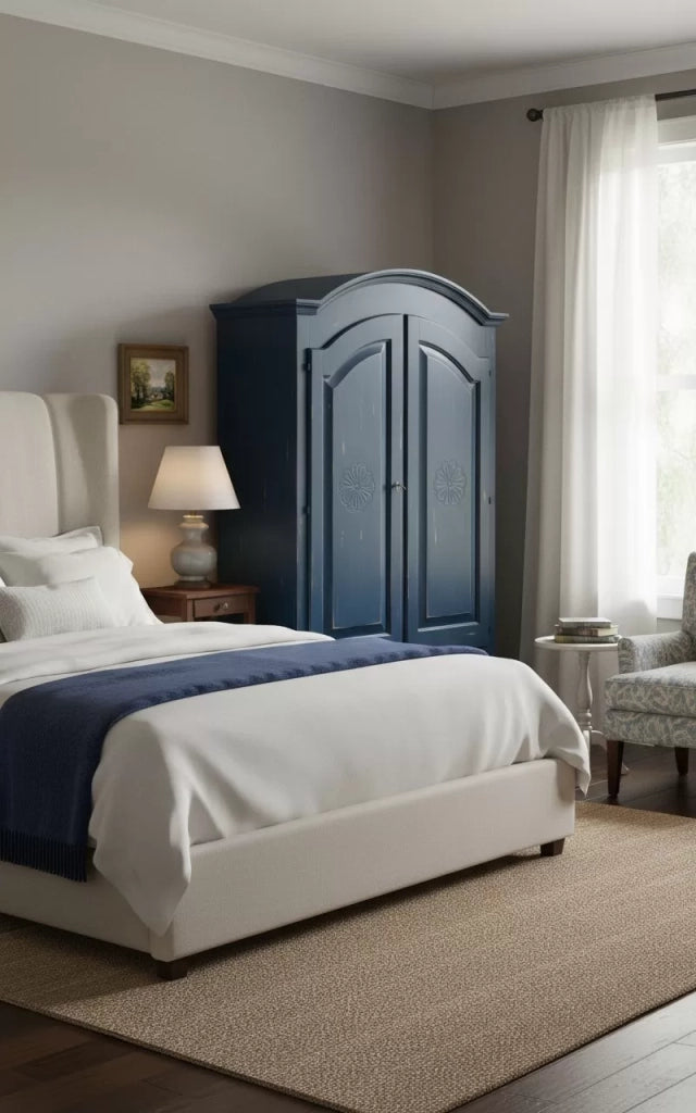 Armadio 2 porte shabby legno blu consumato 125x61x200 - Mobili 2G