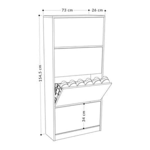 Scarpiera quattro ante a ribalta 73x26x82,5 cm retro grey