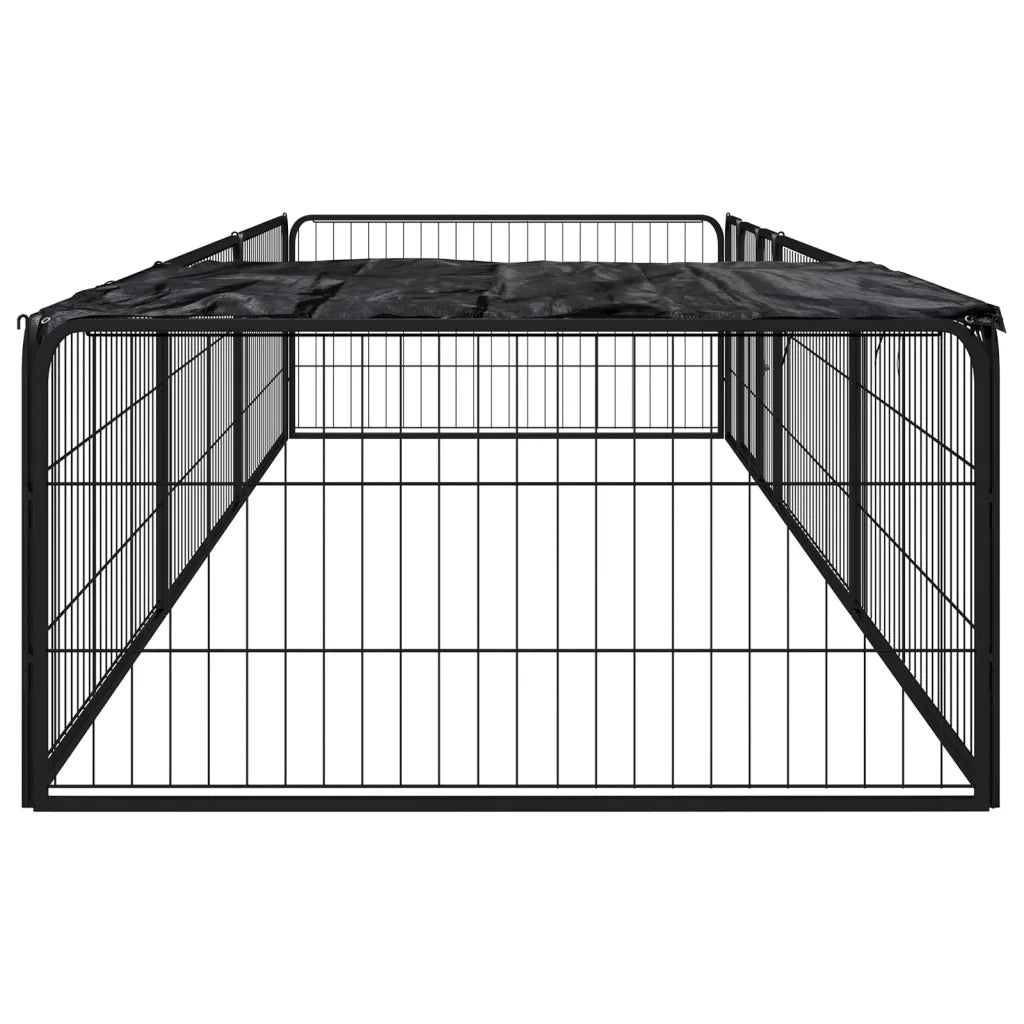 Box Cani 8 Pannelli Nero 100x50 cm Acciaio Verniciato Polvere CFW4814506