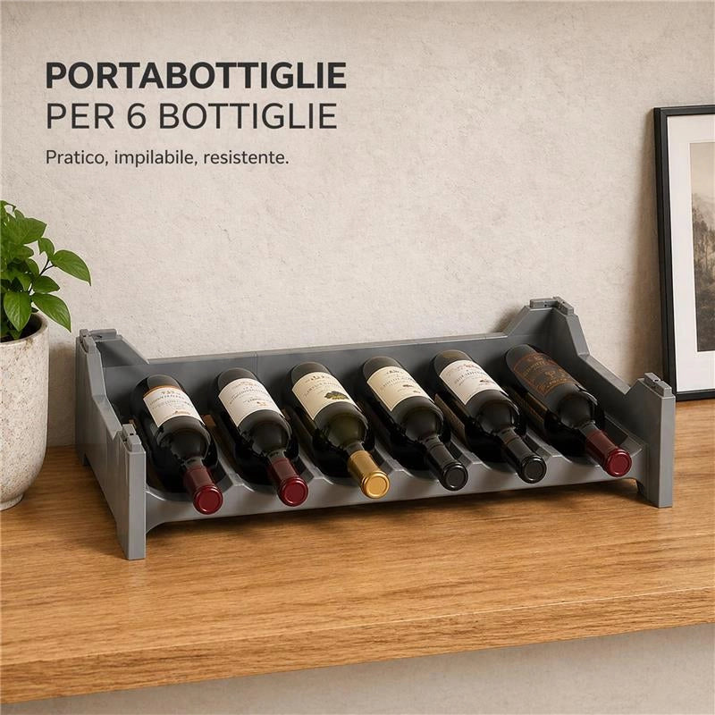 SET 12 CANTINETTE MODULARE PER 72 BOTTIGLIE  IMPILABILE PORTA BOTTIGLIE DI COLORE ARGENTO