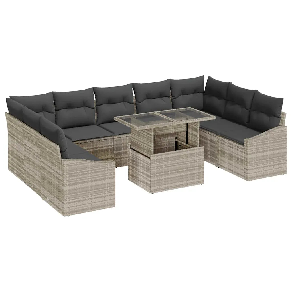 Set Divano da Giardino 10 pcs Grigio chiaro e grigio scuro