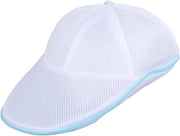 Due pezzi di sacchetto per la lavatrice pieghevole, mantiene la sua forma, accessorio multifunzionale, organizzatore di cappelli, protettore per la lavatura dei cappelli, chiusura a rilascio rapido blu