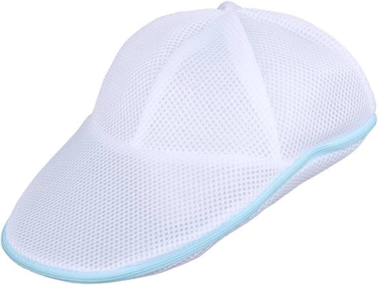 Due pezzi di sacchetto per la lavatrice pieghevole, mantiene la sua forma, accessorio multifunzionale, organizzatore di cappelli, protettore per la lavatura dei cappelli, chiusura a rilascio rapido blu
