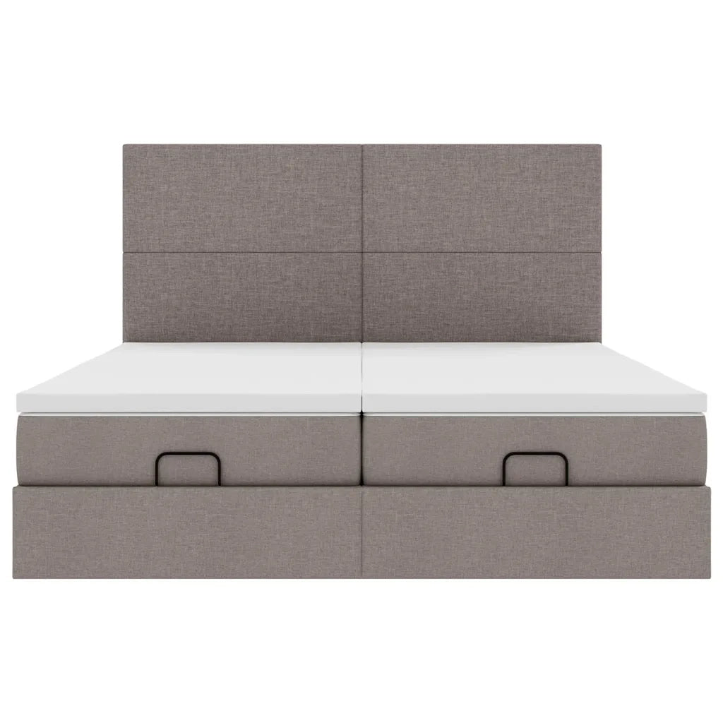 Struttura Letto Pouf con Materassi Tortora 180x200cm in Tessuto 3313675