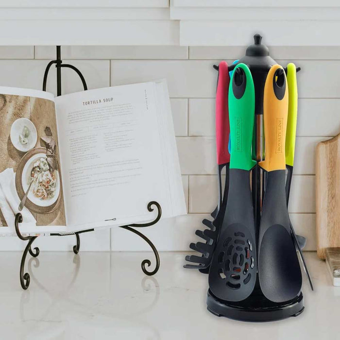 Set 6 Mestoli da Cucina per Uso Alimentare Resistenti al Calore con Supporto Multicolor