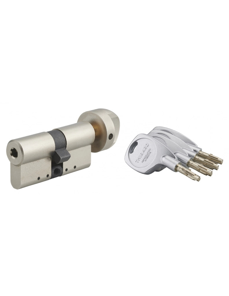Cilindro europeo a pomolo Cobra 2+ 33BTX33mm Nichelato, antiscasso, antitrapano, 4 chiavi ergonomiche  - THIRARD