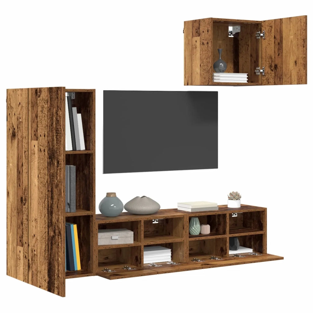 Unità per TV a Muro 4 pcs Legno vecchio Legno multistrato 3402779
