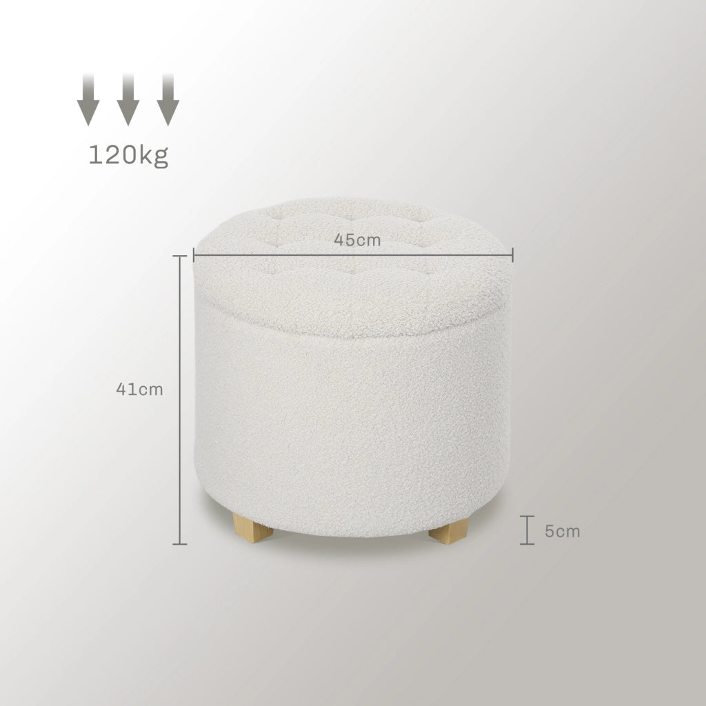 Sgabello con vano contenitore e gambe in legno ¨C zephmum ¨C bianco