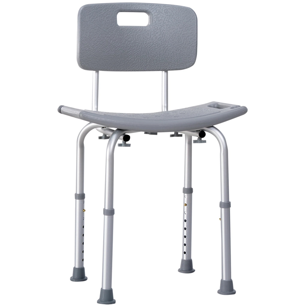 Sgabello da doccia con schienale antiscivolo e altezza regolabile ¨C zephmum ¨C 8 livelli, carico 136 kg