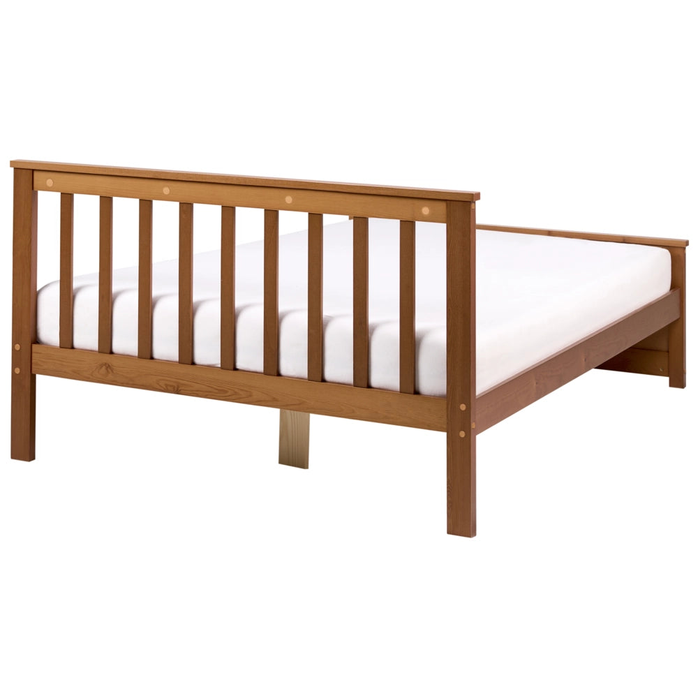 Letto matrimoniale in pino MDF con rete a doghe 120 x 200 cm in marrone stile minimalista scandinavo
