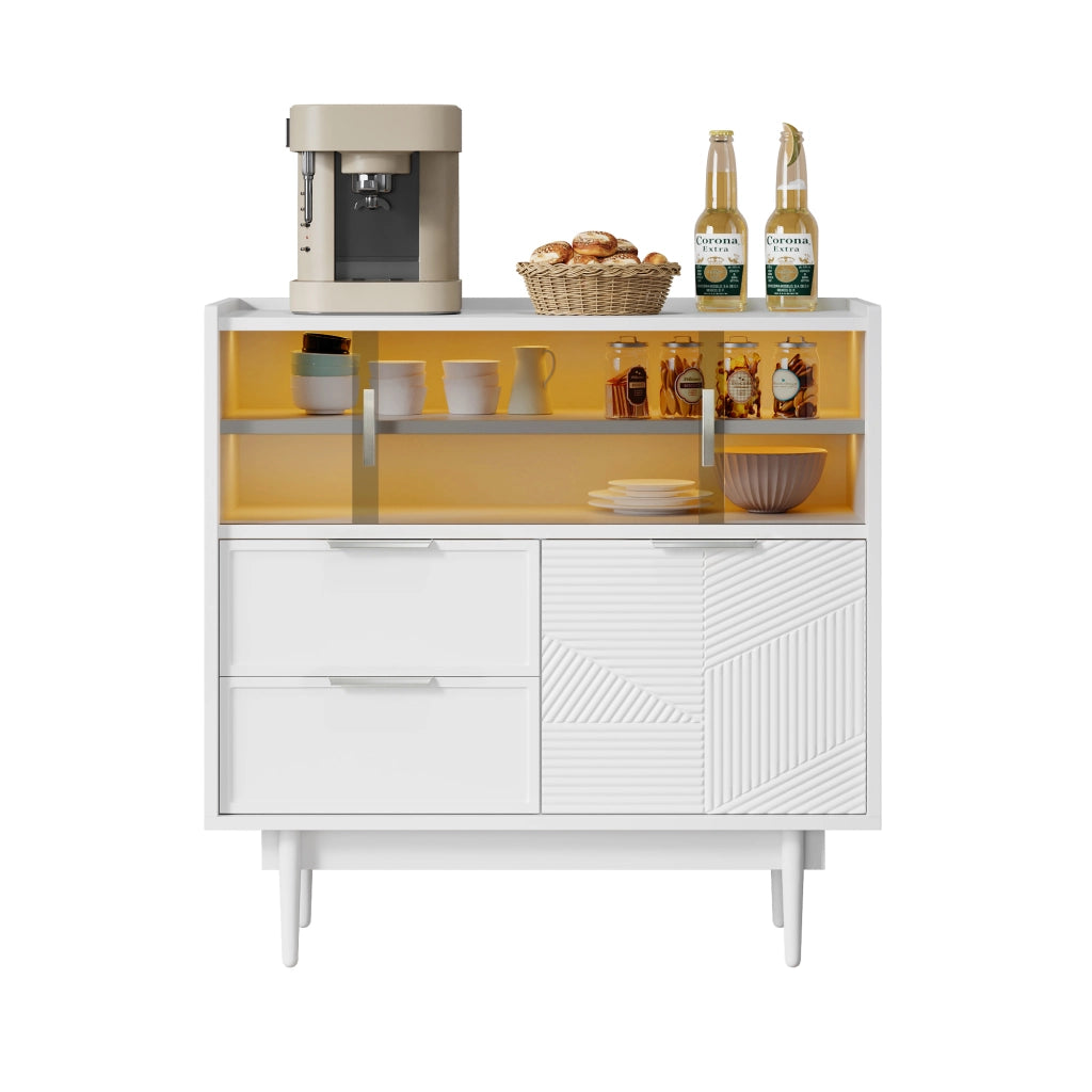 Mobile contenitore da bagno o sideboard con striscia luminosa, larghezza 80 cm, porta in vetro